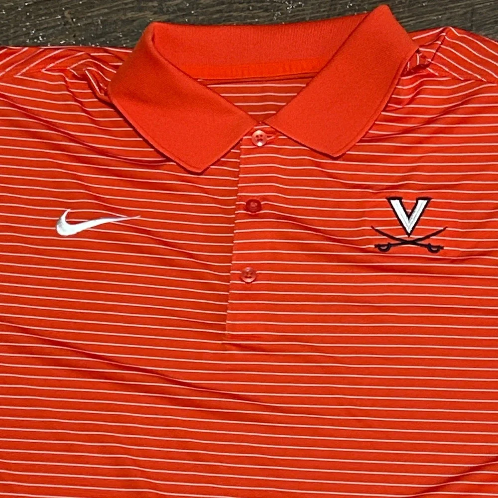 Nike Orange Striped Virginia Cavaliers Golf Tour Polo NEW Size XL Embroidered - Picture 2 of 7